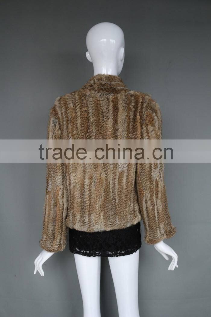 women's fashion oversize knitted rabbit fur short coat ladies winter fur coat