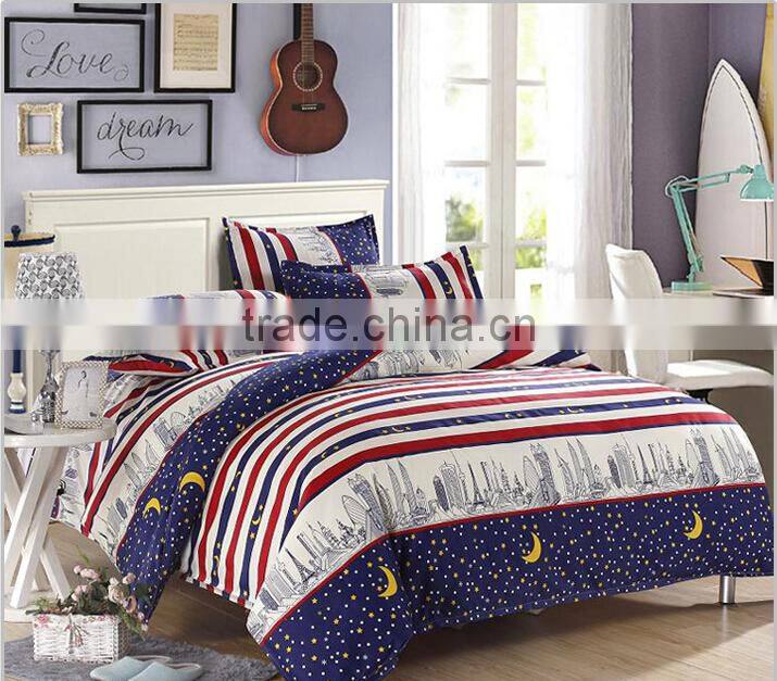 100% cotton new designed most comfortable knitted star printing 4piece sheet set