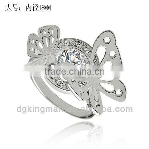 Real Gold Plating Animal Rings Butterfly Rings With Shining Diamond(KMKR-33)