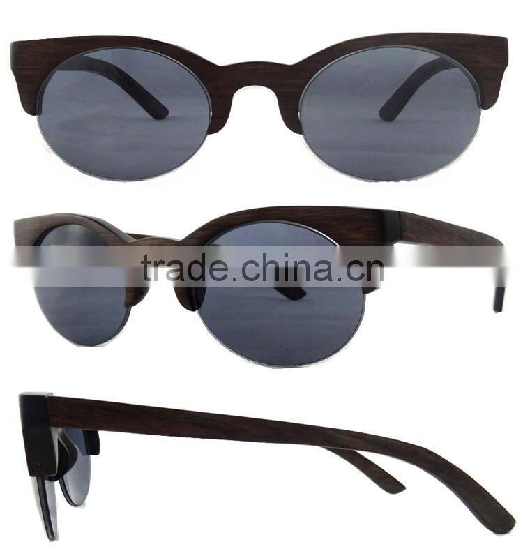 Cheap Wooden Sunglasses, Vintage Half Frame Bamboo Sunglasses Wholesale