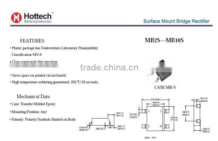 MB6S Diodes Single Phase Glass Bridge Diodes
