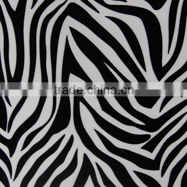 PU leather material surface transfer big zebra design for sofa leather usage