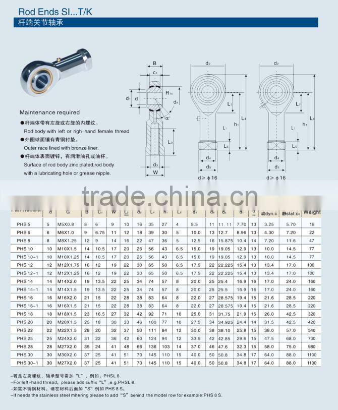 Good quality Radial spherical plain bearing GEG90E