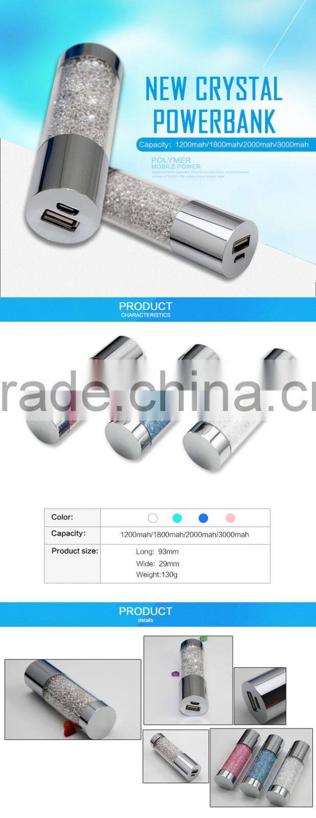 Private Mould Nice Looking Crystal Powerbank from Shenzhen Factory