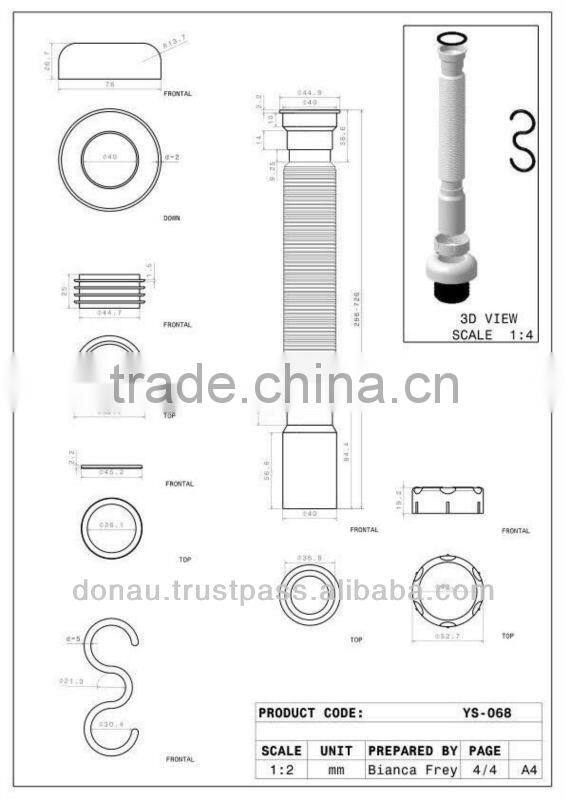 Big Head Sink Trap with Overflow Flexible Body 40-50mm (YP068)