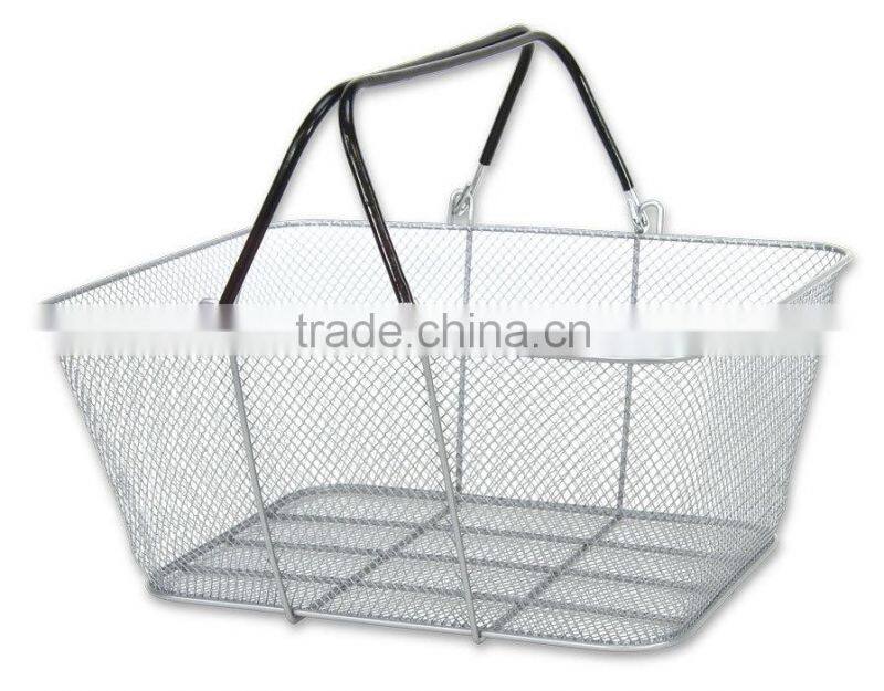Wire Mesh Stacking Shopping Basket with Handles
