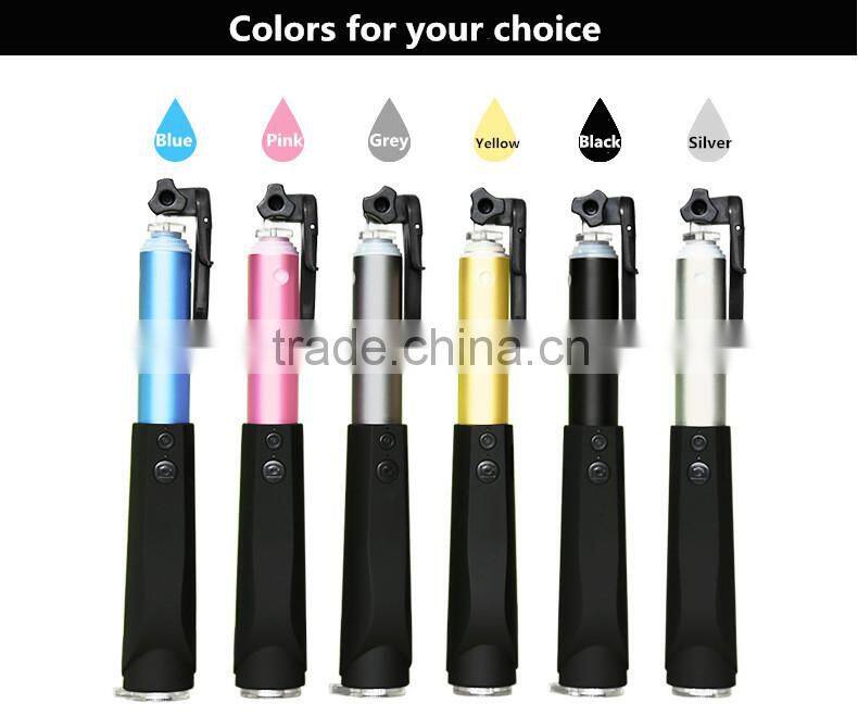 New arrival! Steel wired adjustable selfie stick roller stick monopod selfie stick for phone and camera