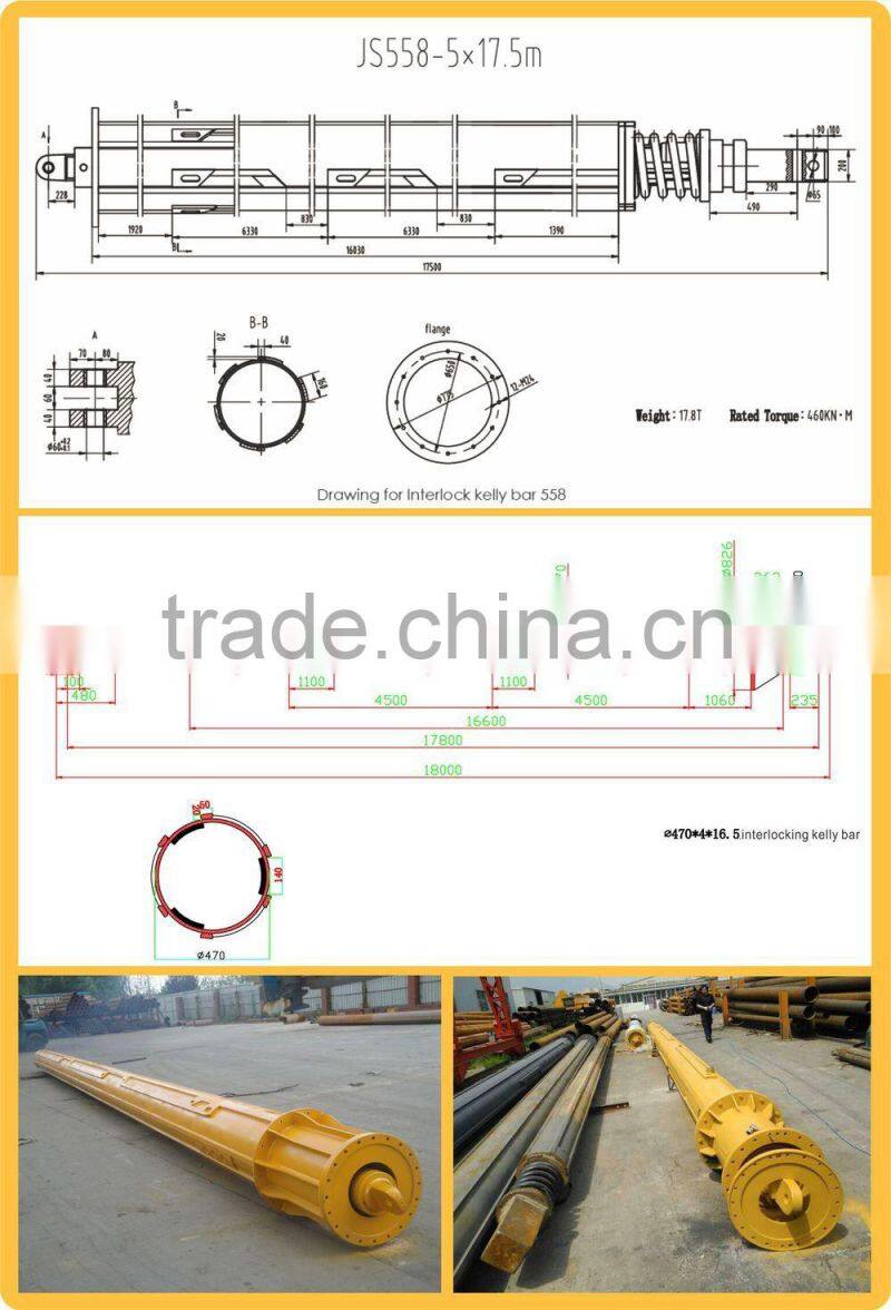 Driven pile construction hydraulic rotary borehole drilling rig friction kelly bar