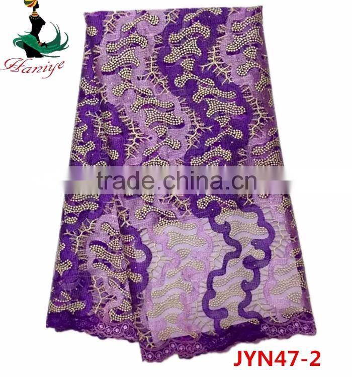 JYN47 african tulle lace fabric with stones for lady