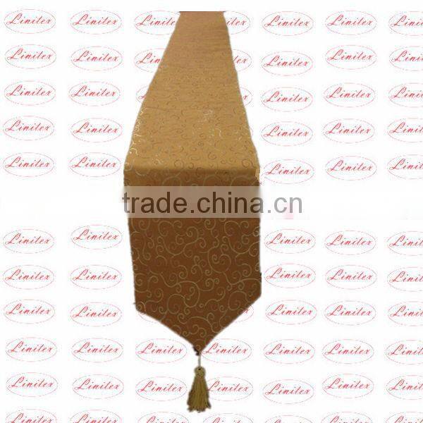 Polyester jacquard shining satin table runner, wedding banquet table runner