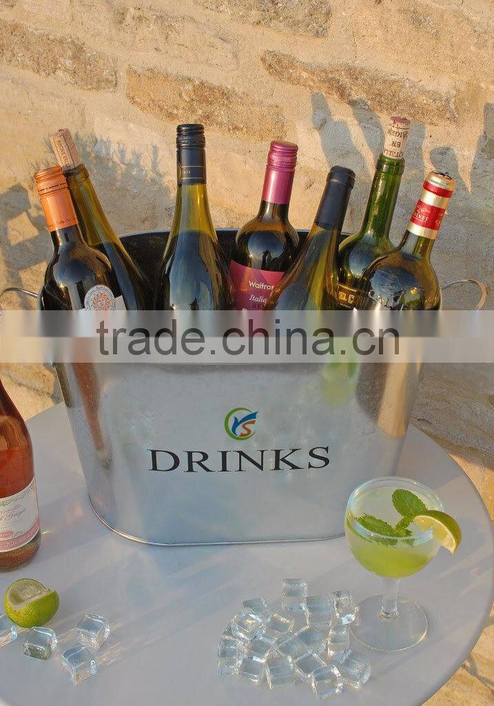 Large Silver Metal Beer Ice Cooler Bucket