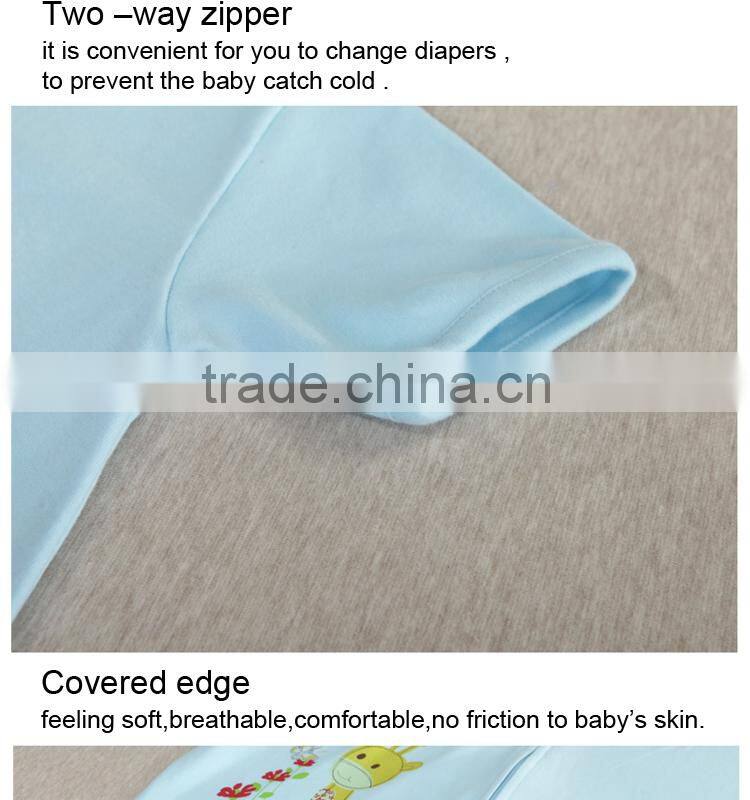 100% cotton Baby short sleeve sleeping bag for spring and summer fall pink style