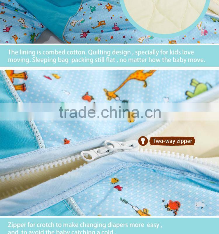 Infant kids anti kicking quilt sleeping bag for four seasons detachable fillings blue style