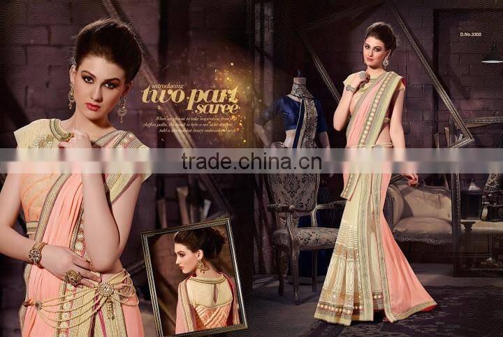 Sea Green Georgette On Net Lehenga Saree