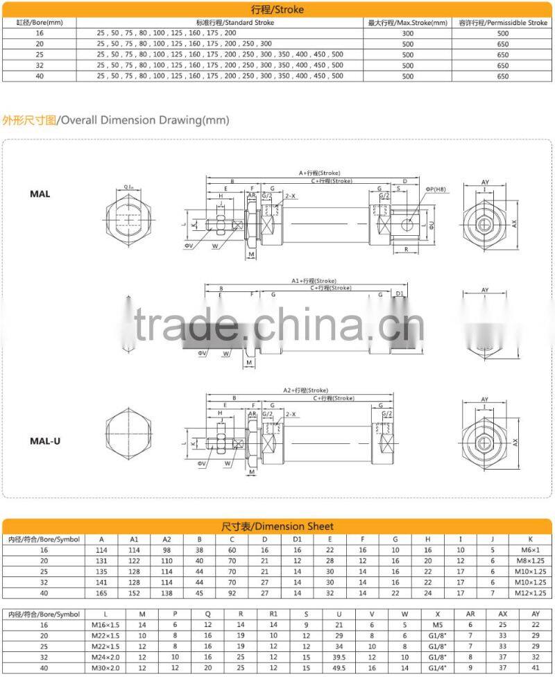 aluminum pneumatic hydraulic cylinder piston small