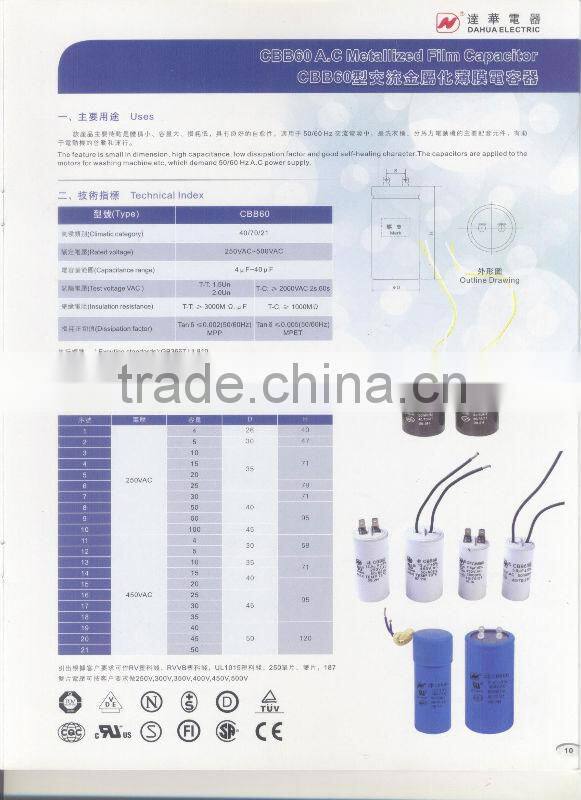 AC CBB60 capacitor(with UL,VDE,CQC approval )