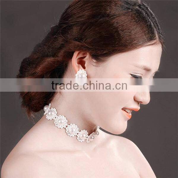 MYLOVE Simple pearl short necklace flower stud earring wholesale MLT016