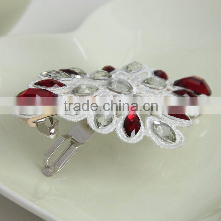 MYLOVE unique hair accessory vintage red crystal white lace hairpins