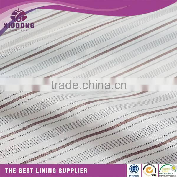 China factory textile taffeta 100% polyester white Lining stripe fabric