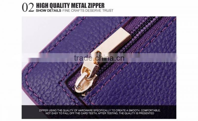 cowhide leather famous brand women wallet and hand purse good quality