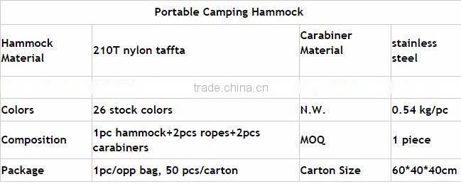 Multiple color available nylon parachute hammock hot selling