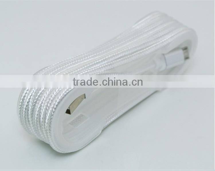 Metal Nylon Woven USB Cable with blister for I6 phone cable OD 3.5mm