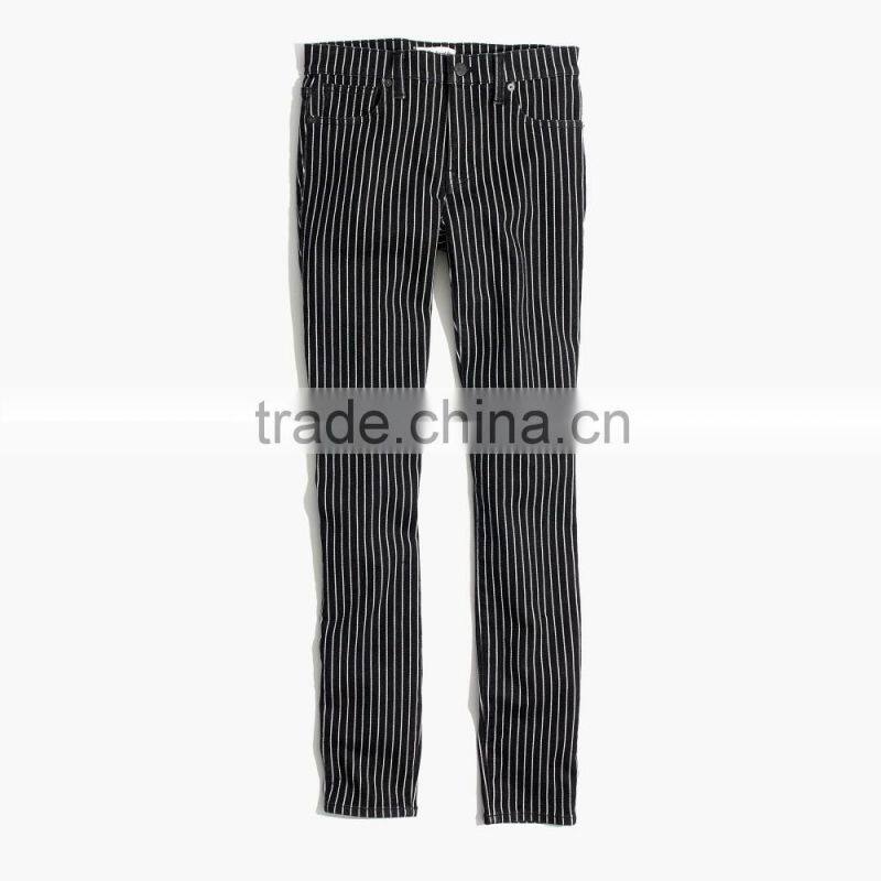 White & Black Striped price of denim jeans Look Slimmer