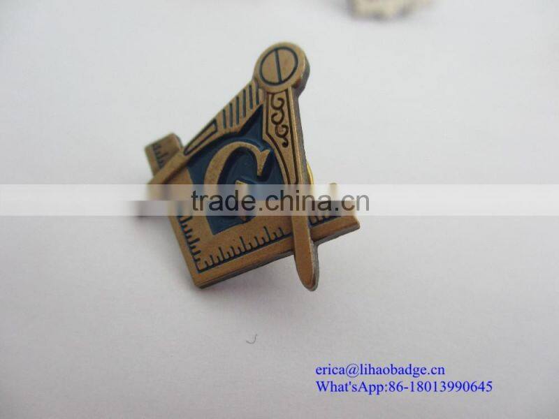custom luxury 3d masonic brass lapel pin badge