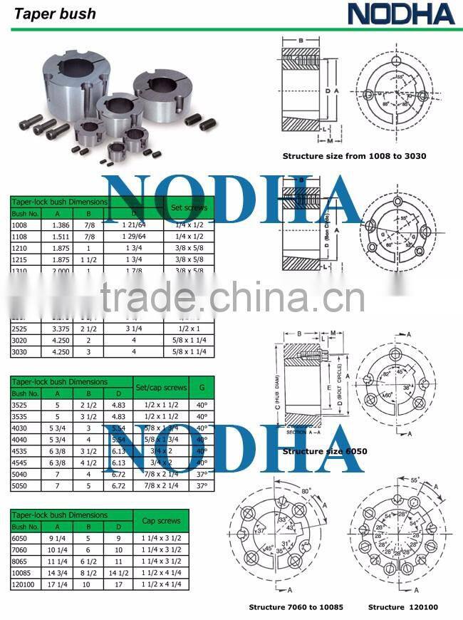 Taper lock bush taper moyu 1210/2012/2517/3020/3030/3535
