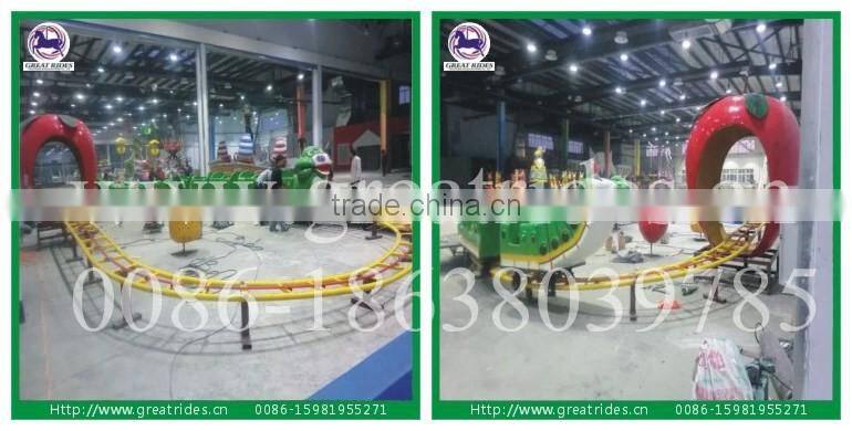 Most popular kids amusement rides apple worm roller coaster for children