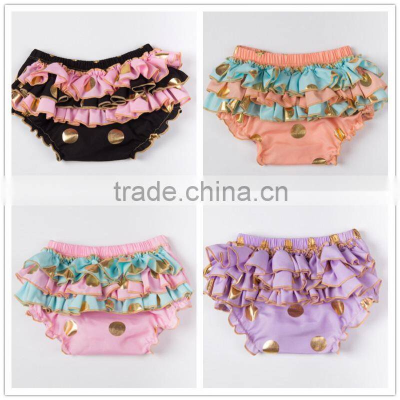 Baby new design ruffle pants baby panties bloomer wholesale price gold polka dot design
