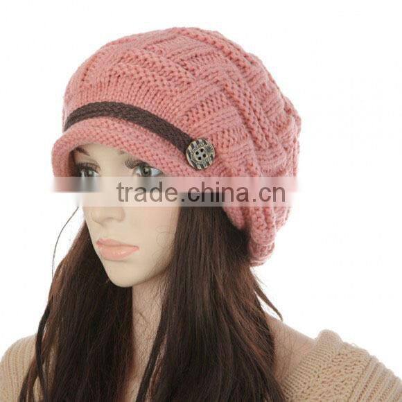 Korean Fashion Womens Warm Winter Crocheted Knit Braided Beanie Ski Hat Skull Cap