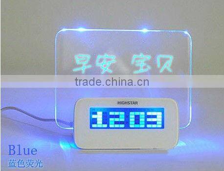 LED Fluorescent Message Board Digital Alarm Clock