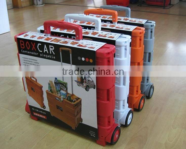 plastic collapsible rolling cart Foldaway plastic cart 38*33*36 cm