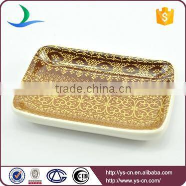 Brown decal glazed classic square ceramic bathroom set