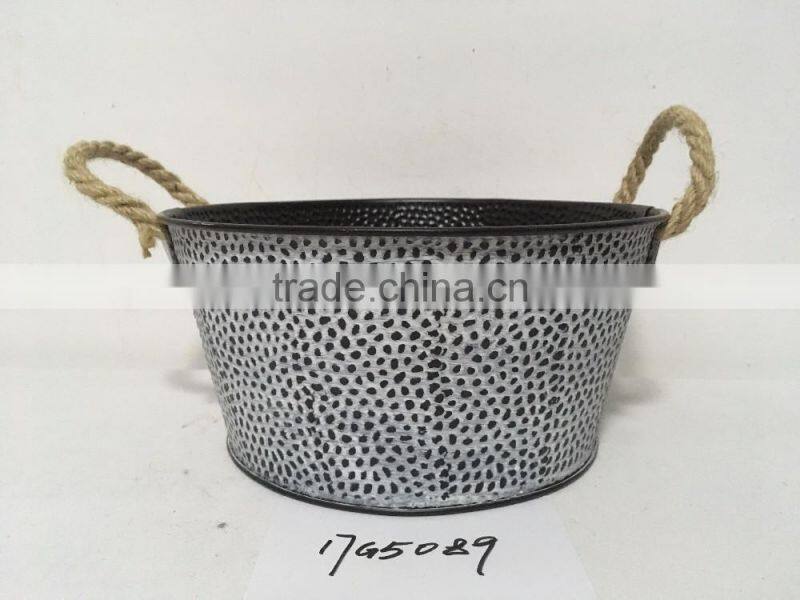 black 10" french decorative powder coated galvanized metal flower bucket for home & garden