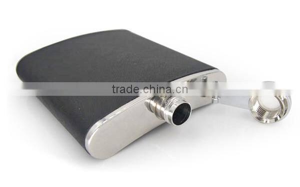 Hip flask leather wrapped flagon with high quality stainless steel