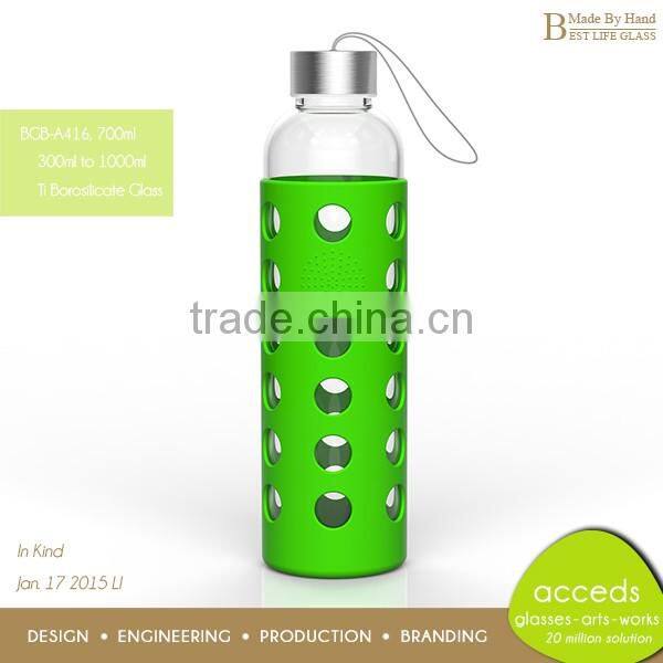 Promotion Portable Glass High Quality Silicone water Bottle