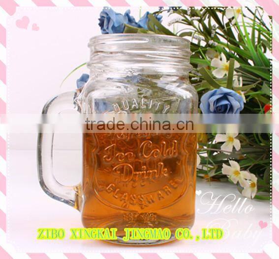 6pcs colorful glass mason jar set with straw with metal rack