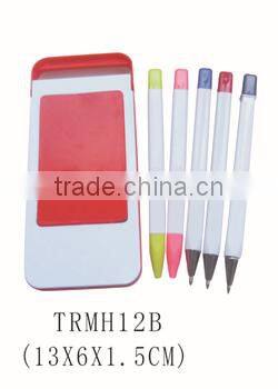 Plastic mobile phone table holder with pen set