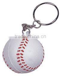 PU baseball with keychain/stress reliever baseball keyring/PU foam toy keychain