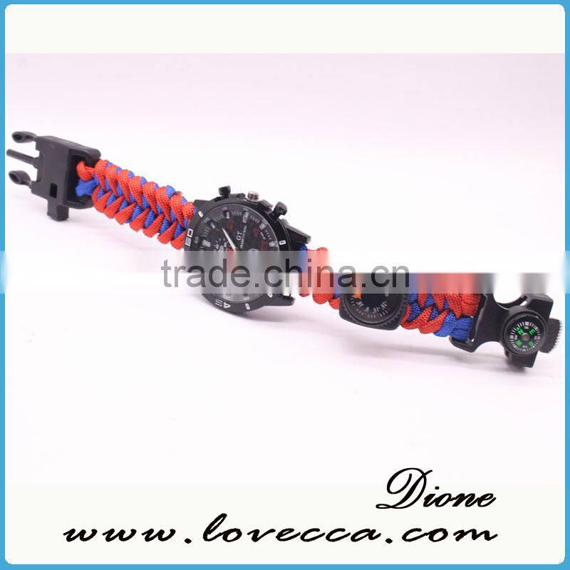 Emergency Paracord Outdoor Watch Bracelet with Fishing Kit Paracord Survival Watch