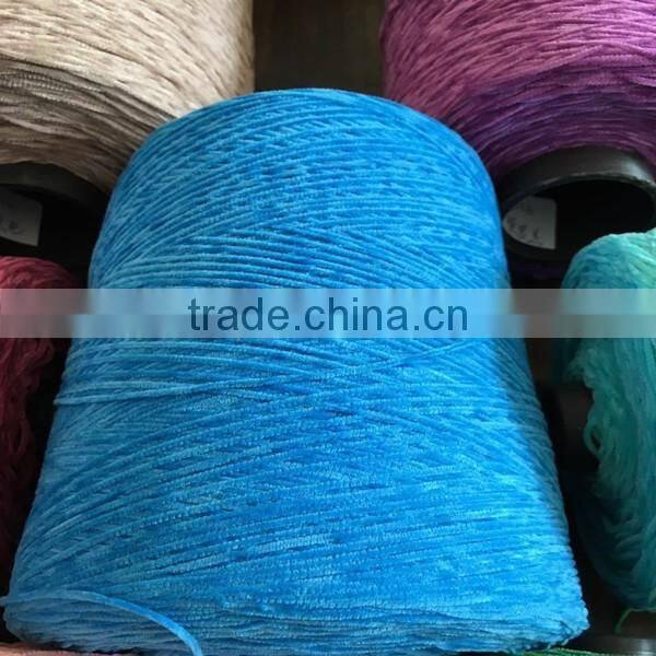 Wholesale dyed polyester chenille yarn Nm6 acrylic-like fancy yarn for sale