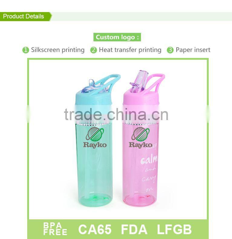 Rayko new tritan long single wall water bottle with diamond band