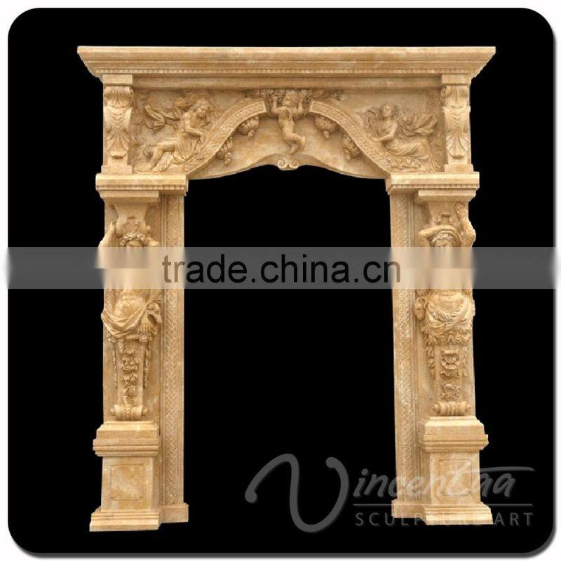 china stone carving home decoration archway red door marble frame sculpture