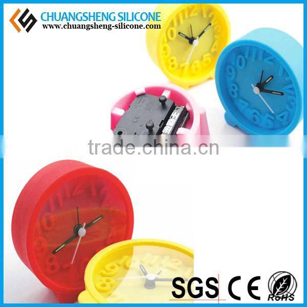 Round shaped digital alarm clock, promotional silicone clocks, smart table clock