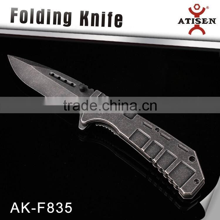 Stonewash Blade Folding Knife Camping Hunting knife Tools Stainless steel Handle