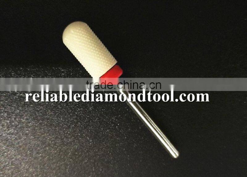 Polishing Drill Barrel Ball Total Length 40MM Fine Type Head Blade Diameter 13MM White Ceramic Burr for Nail