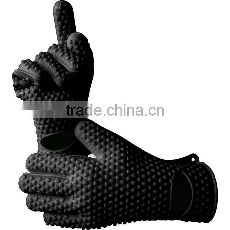 Non-Slip Food Grade Oven Mitts, Pot Holder for Cooking, Baking, Barbeque (BBQ), Cooking 5-Finger Protective Kitchen Gloves