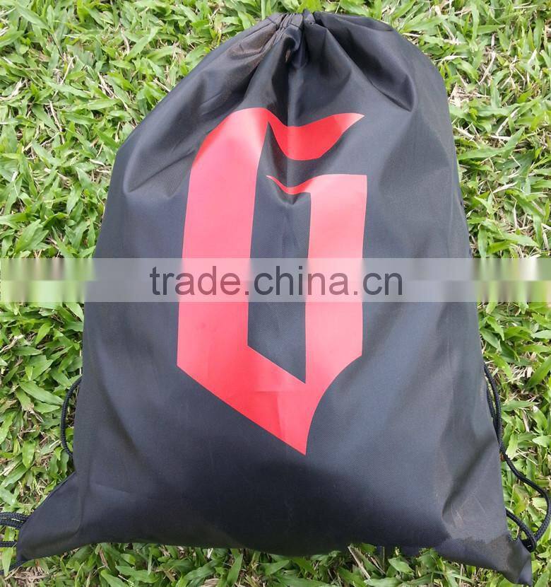 2016 Fashion Promotion Hot Sell Black Sport Drawstring Bag, Polyester Drawstring Bags